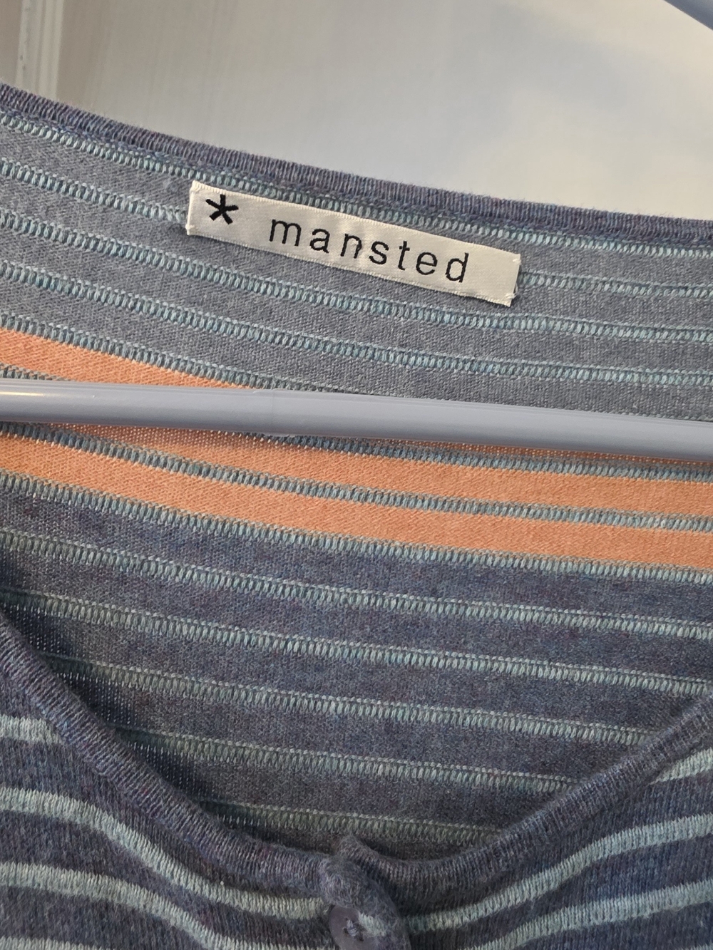 Mansted Striped Button-Front Cardigan in Blue, Pink & Orange - Picture 3 of 4